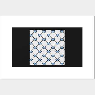 blue and white diamond pattern Posters and Art